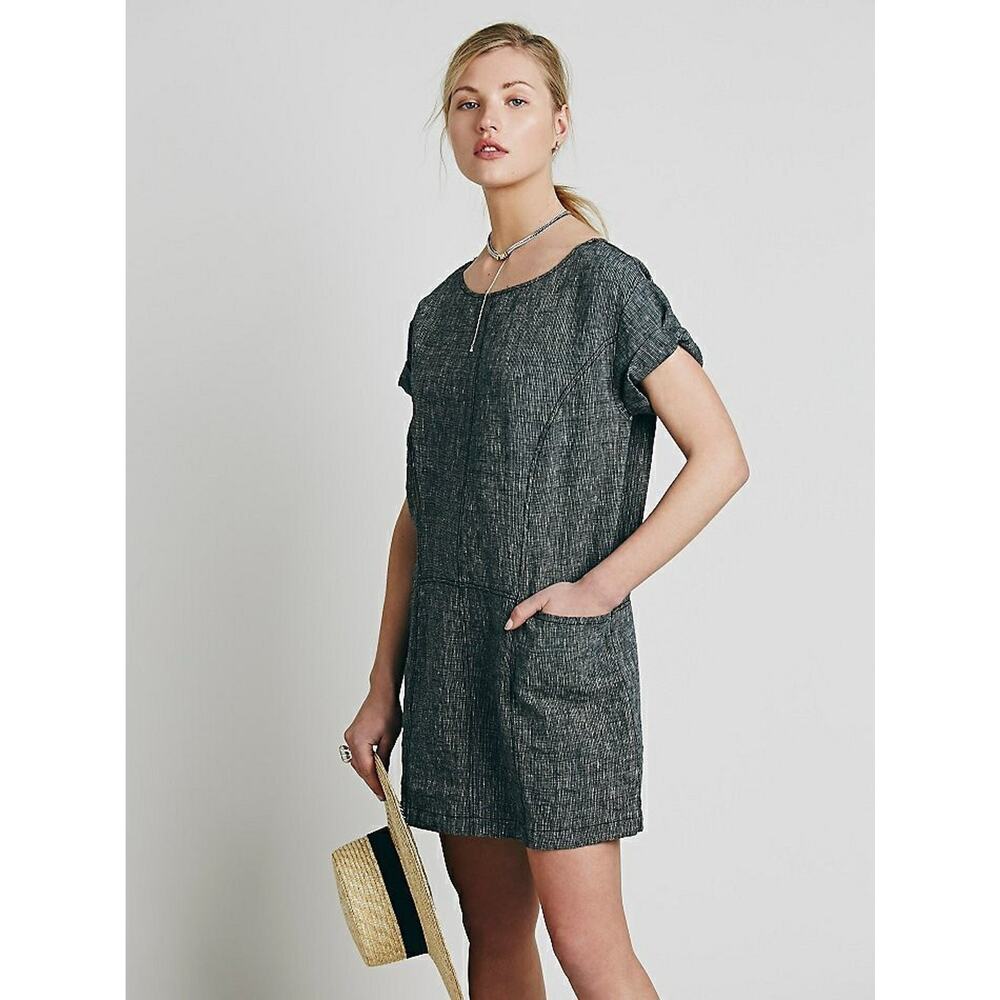 NEW Free People Women's Black Linen Endless Shore Shift Dress Small
